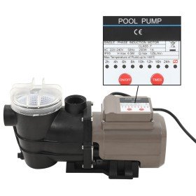 Bomba de piscina con temporizador negra 0,25 HP 8000 L/h en Piscinas | Comprar online en Foru.es