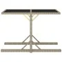 Mesa de jardín de vidrio y ratán sintético beige 110x53x72 cm de vidaXL, Mesas de jardín - Ref: Foro24-46454, Precio: 52,30 €...