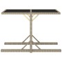 Mesa de jardín de vidrio y ratán sintético beige 110x53x72 cm de vidaXL, Mesas de jardín - Ref: Foro24-46454, Precio: 71,31 €...