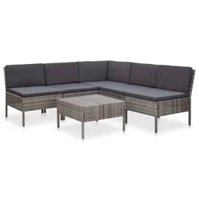 Set de muebles de jardín 6 pzas y cojines ratán sintético gris de vidaXL, Conjuntos de jardín - Ref: Foro24-48938, Precio: 42...