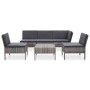 Set de muebles de jardín 6 pzas y cojines ratán sintético gris de vidaXL, Conjuntos de jardín - Ref: Foro24-48938, Precio: 42...
