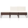 Set muebles de jardín 3 pzas y cojines ratán sintético marrón de vidaXL, Conjuntos de jardín - Ref: Foro24-48955, Precio: 140...