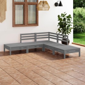 Juego de muebles de jardín 5 piezas madera maciza de pino gris en Conjuntos de jardín | Comprar online en Foru.es