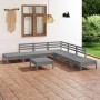 Juego de muebles de jardín 8 piezas madera maciza de pino gris en Conjuntos de jardín | Comprar online en Foru.es