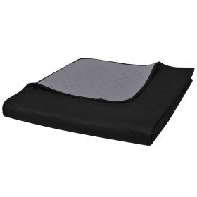 Colcha acolchada a doble cara negro gris 220x240 cm en Ropa de cama | Comprar online en Foru.es