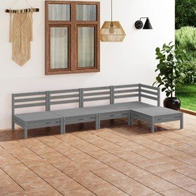 Juego de muebles de jardín 5 piezas madera maciza de pino gris en Conjuntos de jardín | Comprar online en Foru.es