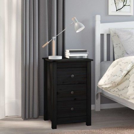 Mesita de noche madera maciza de pino negro 40x35x61,5 cm de vidaXL, Mesitas de noche - Ref: Foro24-813707, Precio: 65,92 €, ...