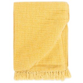Manta de algodón amarillo mostaza 125x150 cm en Ropa de cama | Comprar online en Foru.es