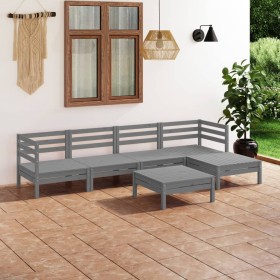 Juego de muebles de jardín 9 piezas madera pino maciza gris en Conjuntos de jardín | Comprar online en Foru.es