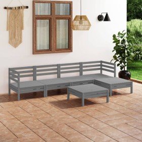 Juego de muebles de jardín 9 piezas madera pino maciza gris en Conjuntos de jardín | Comprar online en Foru.es