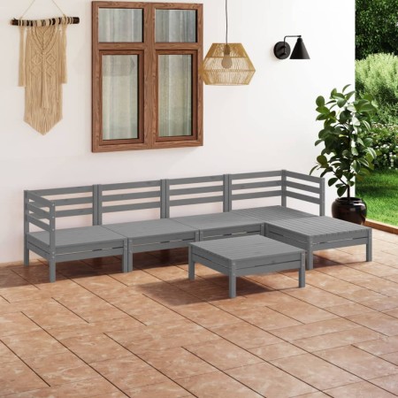 Juego de muebles de jardín 9 piezas madera pino maciza gris en Conjuntos de jardín | Comprar online en Foru.es