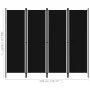 Biombo divisor de 4 paneles negro 200x180 cm de vidaXL, Divisores de ambientes - Ref: Foro24-320722, Precio: 49,78 €, Descuen...