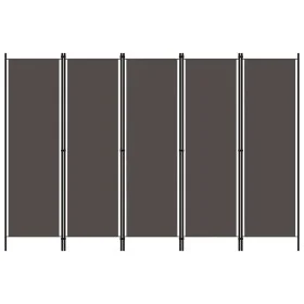 Biombo divisor de 5 paneles gris antracita 250x180 cm de vidaXL, Divisores de ambientes - Ref: Foro24-320725, Precio: 56,47 €...