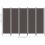 Biombo divisor de 5 paneles gris antracita 250x180 cm de vidaXL, Divisores de ambientes - Ref: Foro24-320725, Precio: 42,01 €...