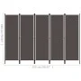 Biombo divisor de 5 paneles gris antracita 250x180 cm de vidaXL, Divisores de ambientes - Ref: Foro24-320725, Precio: 56,47 €...