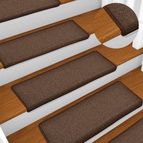 Alfombrillas para escaleras 15 unidades 65x21x4 cm Marrón Borde Rectangular en Hogar | Comprar online en Foru.es