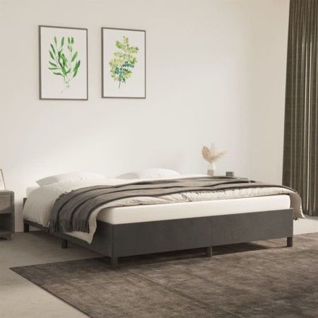 Estructura de cama de terciopelo gris oscuro 180x200 cm de vidaXL, Camas y somieres - Ref: Foro24-347337, Precio: 134,19 €, D...
