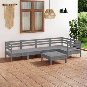 Juego de muebles de jardín 6 piezas madera maciza de pino gris en Conjuntos de jardín | Comprar online en Foru.es