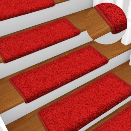 Alfombrillas para escaleras 15 unidades 65x21x4 cm Borde rectangular rojo en Hogar | Comprar online en Foru.es