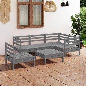 Juego de muebles de jardín 6 piezas madera de pino maciza gris en Conjuntos de jardín | Comprar online en Foru.es