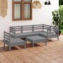 Juego de muebles de jardín 6 piezas madera de pino maciza gris en Conjuntos de jardín | Comprar online en Foru.es