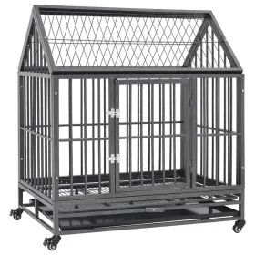 Dog cage with wheels and steel roof 92x62x106 cm by vidaXL, Pet carriers and boxes - Ref: Foro24-171493, Price: 205,26 €, Dis...