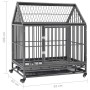 Jaula de perro con ruedas y techo acero 92x62x106 cm de vidaXL, Transportines y cajas para mascotas - Ref: Foro24-171493, Pre...