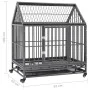 Jaula de perro con ruedas y techo acero 92x62x106 cm de vidaXL, Transportines y cajas para mascotas - Ref: Foro24-171493, Pre...