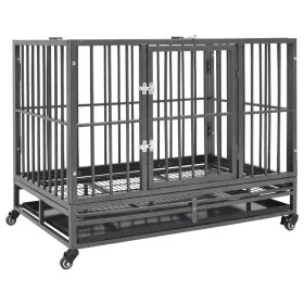 Resistant dog cage with steel wheels 102x72x85 cm by vidaXL, Pet carriers and boxes - Ref: Foro24-171492, Price: 336,36 €, Di...