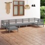 Juego de muebles de jardín 7 piezas madera maciza de pino gris en Conjuntos de jardín | Comprar online en Foru.es