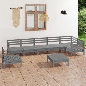Juego de muebles de jardín 8 piezas madera de pino maciza gris en Conjuntos de jardín | Comprar online en Foru.es