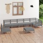Juego de muebles de jardín 8 piezas madera de pino maciza gris en Conjuntos de jardín | Comprar online en Foru.es