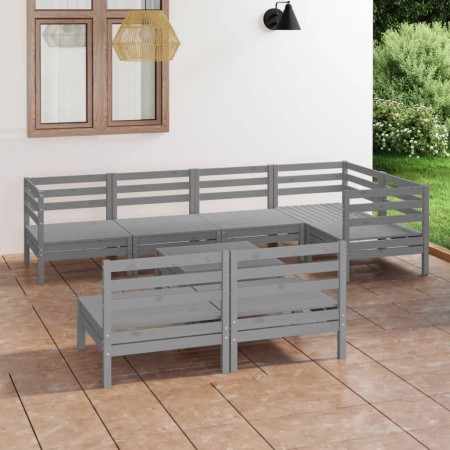 Juego de muebles de jardín 8 piezas madera de pino maciza gris en Conjuntos de jardín | Comprar online en Foru.es