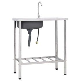 Fregadero de camping de un seno y grifo acero inoxidable de vidaXL, Fregaderos - Ref: Foro24-151213, Precio: 168,92 €, Descue...