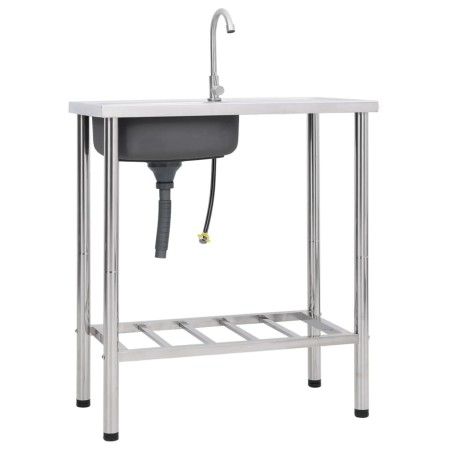 Fregadero de camping de un seno y grifo acero inoxidable de vidaXL, Fregaderos - Ref: Foro24-151213, Precio: 168,92 €, Descue...