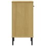 Armario consola patas de metal madera maciza pino marrón OSLO de vidaXL, Mesas auxiliares - Ref: Foro24-351000, Precio: 45,13...