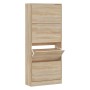 Mueble zapatero madera contrachapada roble Sonoma 63x24x147 cm de vidaXL, Zapateros y organizadores de calzado - Ref: Foro24-...