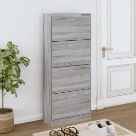 Mueble zapatero madera contrachapada gris Sonoma 63x24x147 cm de vidaXL, Zapateros y organizadores de calzado - Ref: Foro24-3...