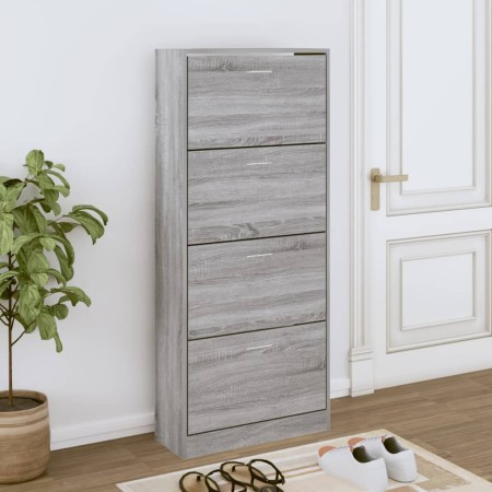 Mueble zapatero madera contrachapada gris Sonoma 63x24x147 cm de vidaXL, Zapateros y organizadores de calzado - Ref: Foro24-3...