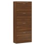 Mueble zapatero contrachapada color marrón roble 63x24x147 cm de vidaXL, Zapateros y organizadores de calzado - Ref: Foro24-3...