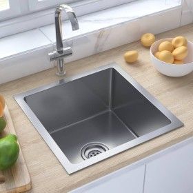 Fregadero de cocina hecho a mano acero inoxidable de vidaXL, Fregaderos - Ref: Foro24-51500, Precio: 109,72 €, Descuento: %