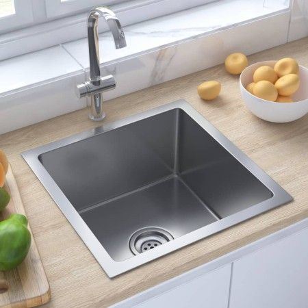 Fregadero de cocina hecho a mano acero inoxidable de vidaXL, Fregaderos - Ref: Foro24-51500, Precio: 109,72 €, Descuento: %