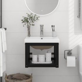 Estructura de baño con lavabo incorporado hierro negro de vidaXL, Tocadores de baño - Ref: Foro24-3101382, Precio: 145,33 €, ...