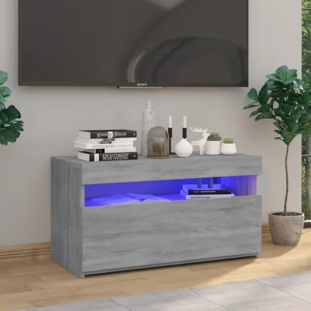 Mueble de TV con luces LED gris Sonoma 75x35x40 cm de vidaXL, Muebles TV - Ref: Foro24-815125, Precio: 50,34 €, Descuento: %