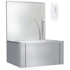Fregadero lavamanos con grifo y dispensador de jabón acero inox de vidaXL, Fregaderos - Ref: Foro24-51114, Precio: 217,10 €, ...