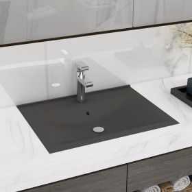 Lavabo de lujo con grifo cerámica gris oscuro 60x46 cm de vidaXL, Lavabos - Ref: Foro24-147027, Precio: 94,17 €, Descuento: %