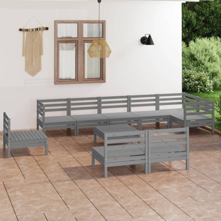 Juego de muebles de jardín 10 piezas madera maciza de pino gris en Conjuntos de jardín | Comprar online en Foru.es