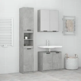 Set de muebles baño 3 pzas madera contrachapada gris hormigón de vidaXL, Muebles de baño - Ref: Foro24-3115879, Precio: 212,4...