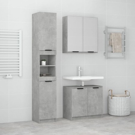 Set de muebles baño 3 pzas madera contrachapada gris hormigón de vidaXL, Muebles de baño - Ref: Foro24-3115879, Precio: 215,8...