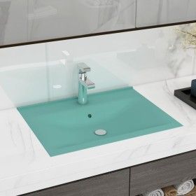 Lavabo de lujo con grifo cerámica 60x46 cm verde claro de vidaXL, Lavabos - Ref: Foro24-147024, Precio: 115,23 €, Descuento: %
